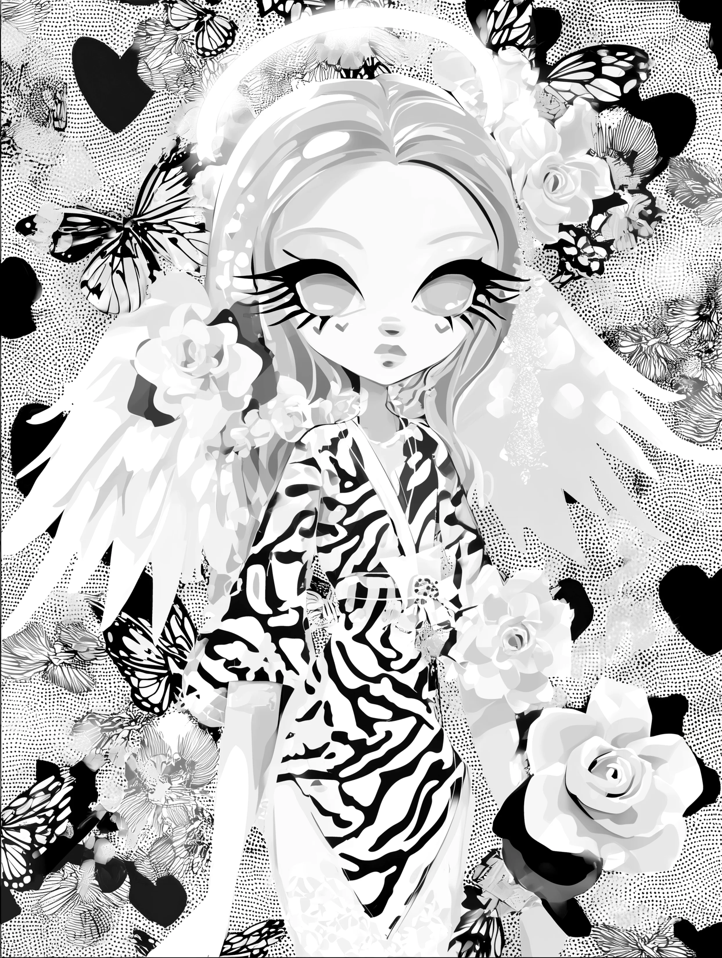 Free printable angel coloring page for adults featuring pale eyes angel